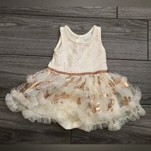 The Children's Place Cream and Gold Formal Dress